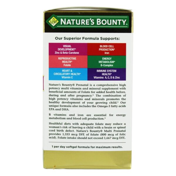 Comprar Sustentação saudável do desenvolvimento & do crescimento do bebê multivitamínico pré-natal - 60 Softgels Nature's Bounty - Imagem 4