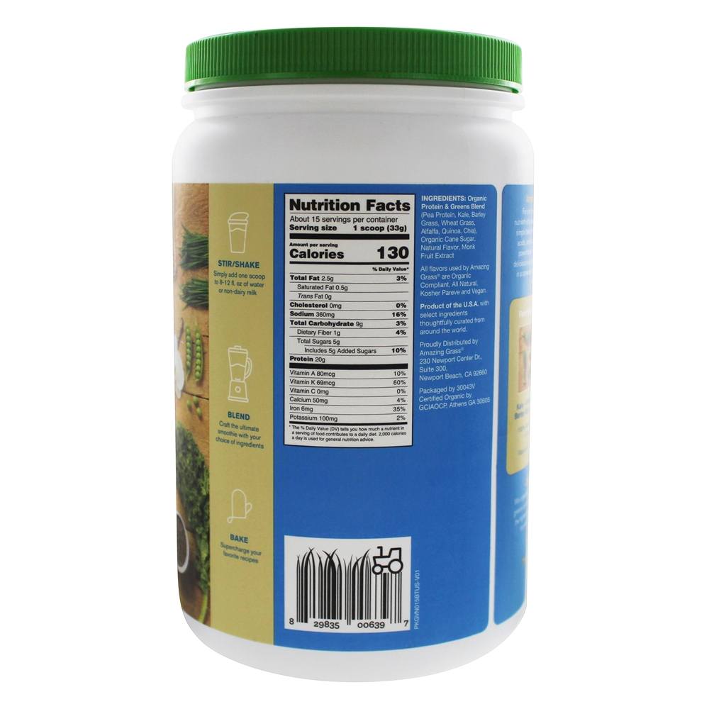 Comprar Orgânico Proteína & Couve Pó Simplesmente Baunilha - 17.5 oz. Amazing Grass - Imagem 2