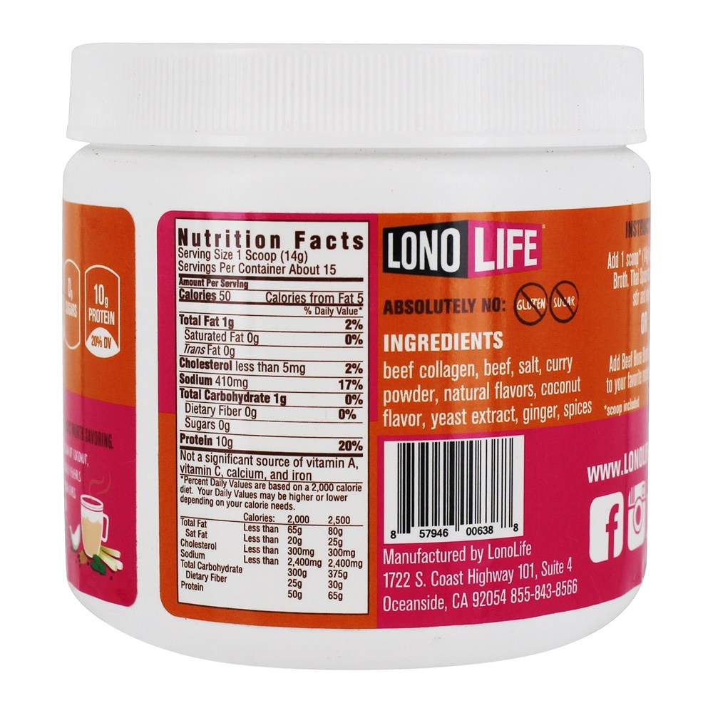 Comprar Grama Fed Paleo carne osso caldo de carne em pó Thai Spice - 8 oz. LonoLife - Imagem 2