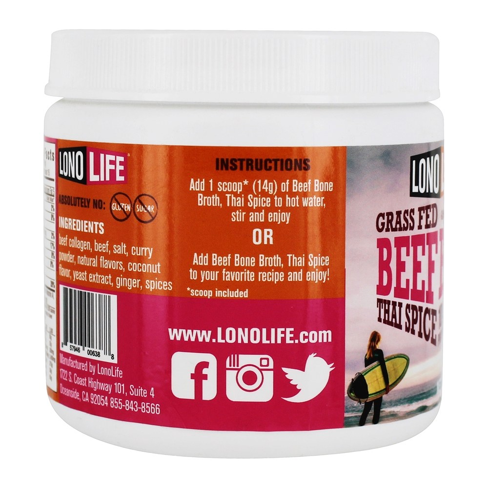 Comprar Grama Fed Paleo carne osso caldo de carne em pó Thai Spice - 8 oz. LonoLife - Imagem 3