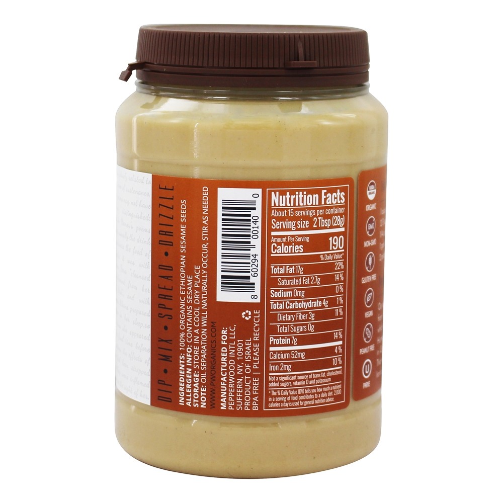 Comprar Manteiga De Tahini De Gergelim Etíope Terrestre De Pedra Orgânica - 15 oz. Pepperwood Organics - Imagem 2