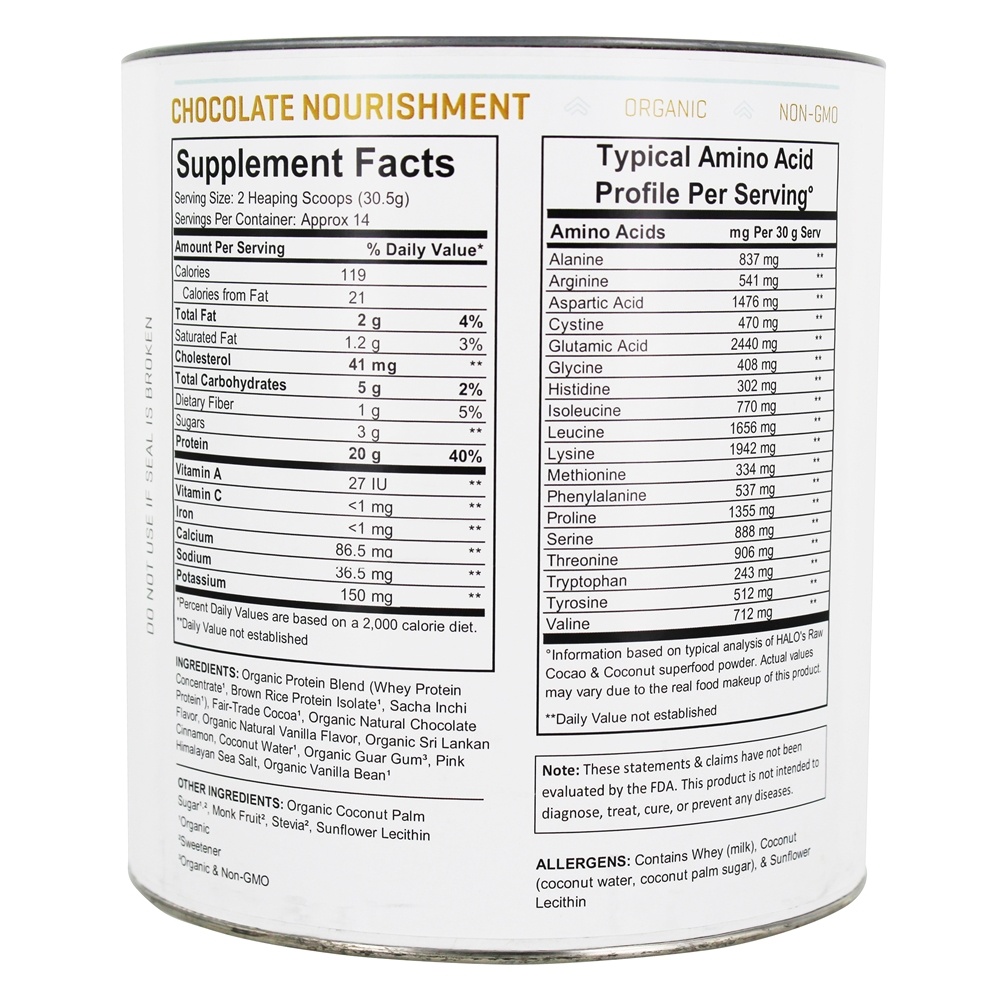 Comprar Halo Orgânico Proteína Superfoo Pó Cru Cacau & Coco - 15.06 oz. Swhey - Imagem 2