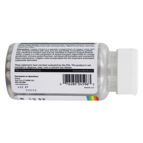 Comprar Absorção aprimorada de citrato de cobre 2 mg. - 60 Cápsula (s) vegetal (s) Solaray - Imagem 4