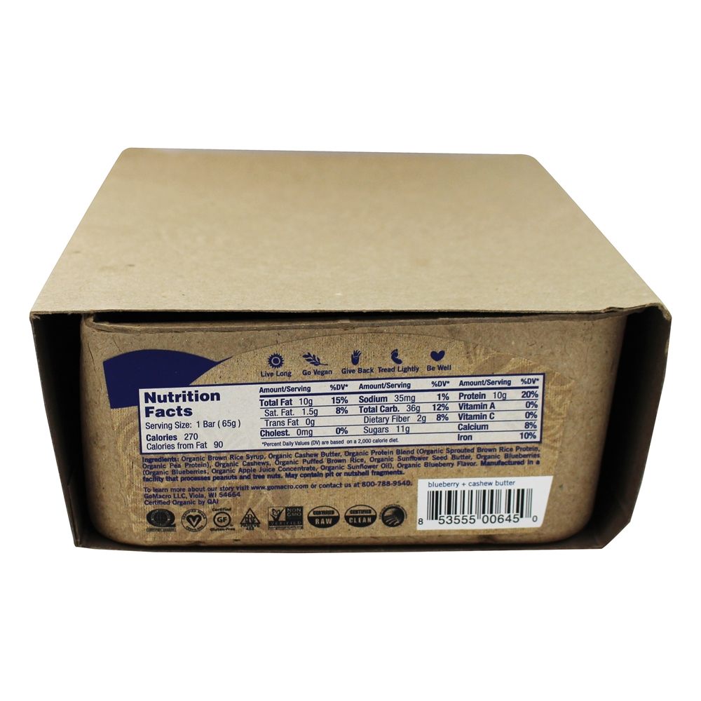 Comprar Organic MacroBar Box Blissful Amanhecer Mirtilo + Caju - 12 Barras GoMacro - Imagem 2