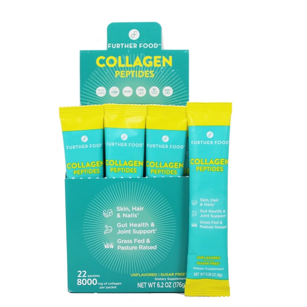 Comprar Peptídeos de colágeno em pó sem sabor alimentado com capim 8000 mg . - 22 Pacote (s) de Bastão Further Food