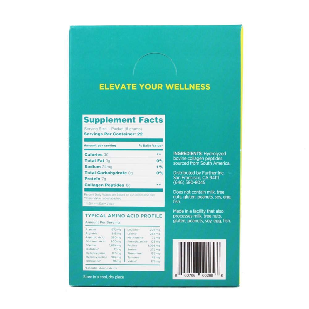 Comprar Peptídeos de colágeno em pó sem sabor alimentado com capim 8000 mg . - 22 Pacote (s) de Bastão Further Food - Imagem 2