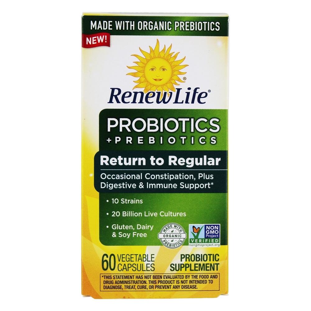 Comprar Probiotics + Prebiotics Return to Regular 20 Bilhões de UFC - 60 Cápsula (s) vegetal (s) Renew Life