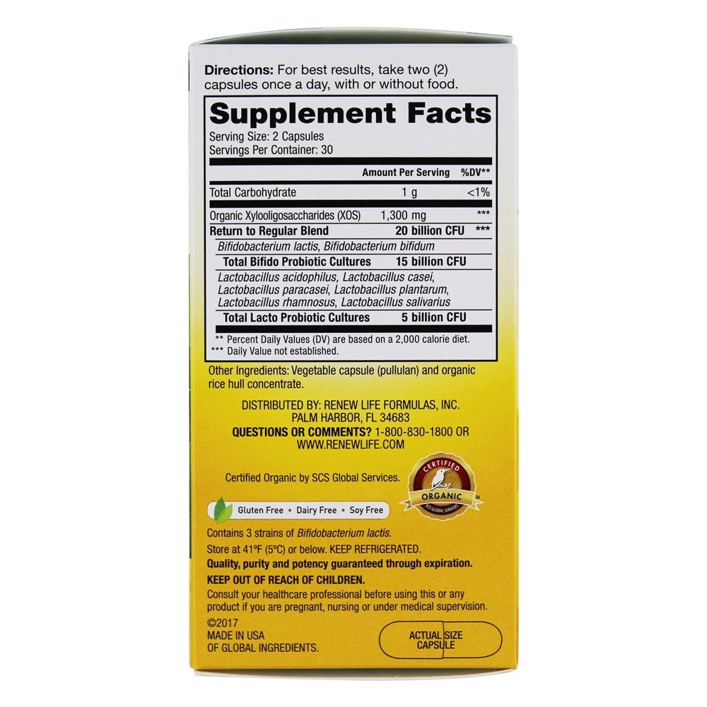 Comprar Probiotics + Prebiotics Return to Regular 20 Bilhões de UFC - 60 Cápsula (s) vegetal (s) Renew Life - Imagem 2