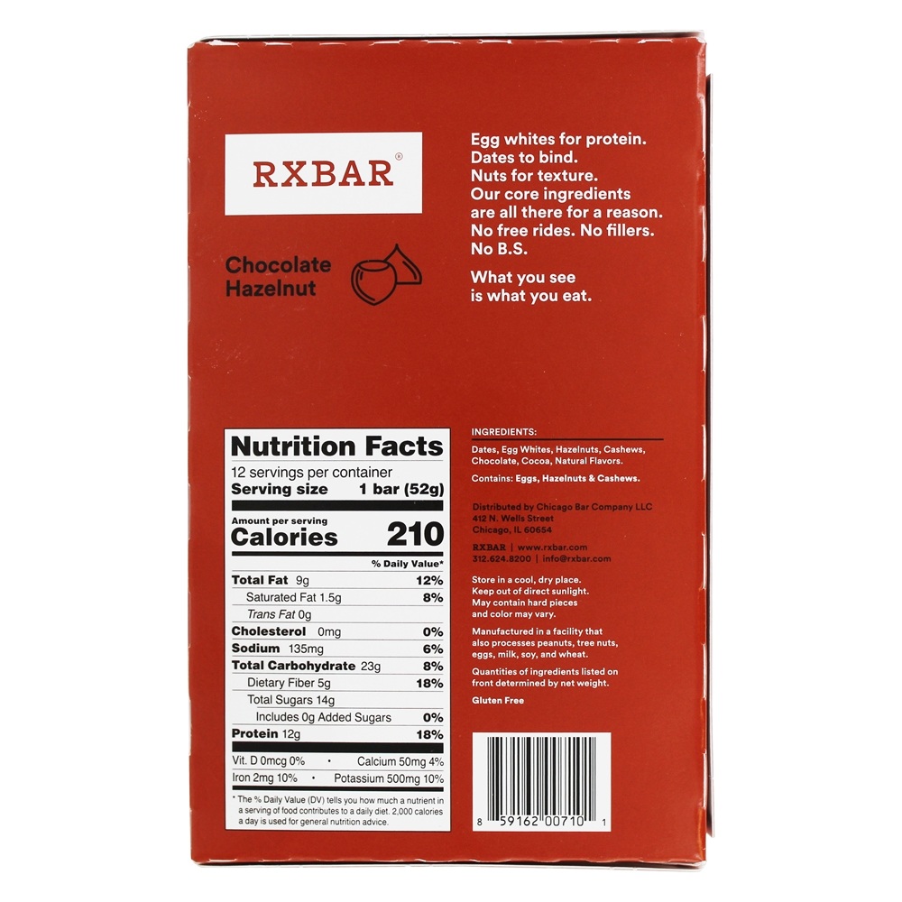 Comprar Proteína Bar Box Chocolate Avelã - 12 Barras RXBAR - Imagem 2