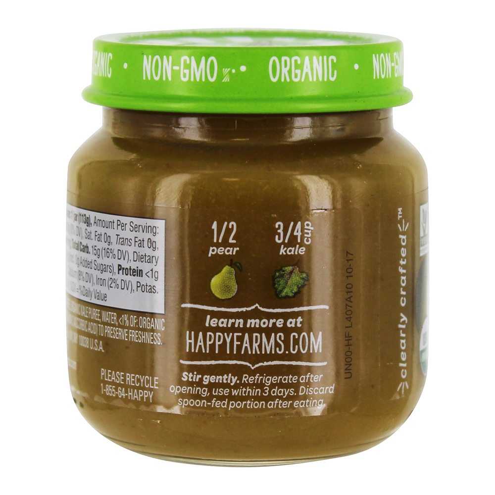 Comprar Bebê Feliz Orgânico Estágio Claramente Preparado 2 Comida Para Bebê 6 + Meses Pêras E Couve - 4 oz. Happy Family - Imagem 3