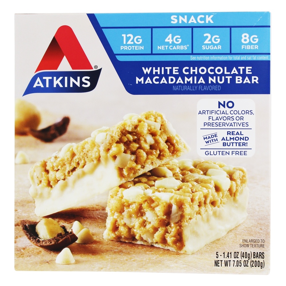 Comprar Snack Bars Box Chocolate Branco Noz De Macadâmia - 5 Barras Atkins