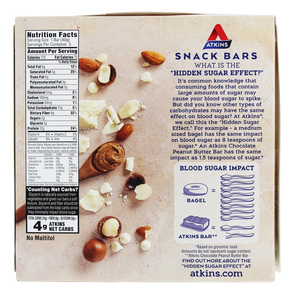 Comprar Snack Bars Box Chocolate Branco Noz De Macadâmia - 5 Barras Atkins - Imagem 3