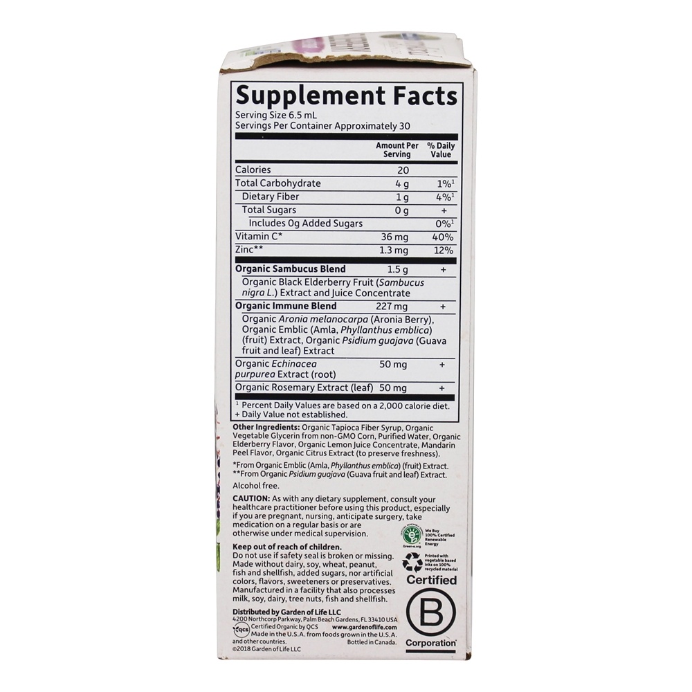 Comprar mykind Organics Sabugueiro Xarope Imunológico - 6.59 fl. oz. Garden of Life - Imagem 2