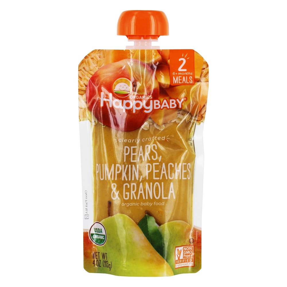Comprar Bebê Feliz Orgânico Estágio Claramente Preparado 2 Comida para Bebês 6 + Meses Peras, Abóbora, Pêssegos e Granola - 4 oz. Happy Family