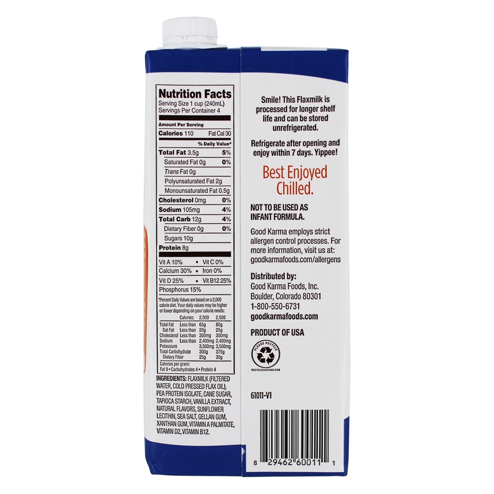 Comprar Leite de Linho com Omega - 3 + Baunilha De Proteína - 32 fl. oz. Good Karma - Imagem 2
