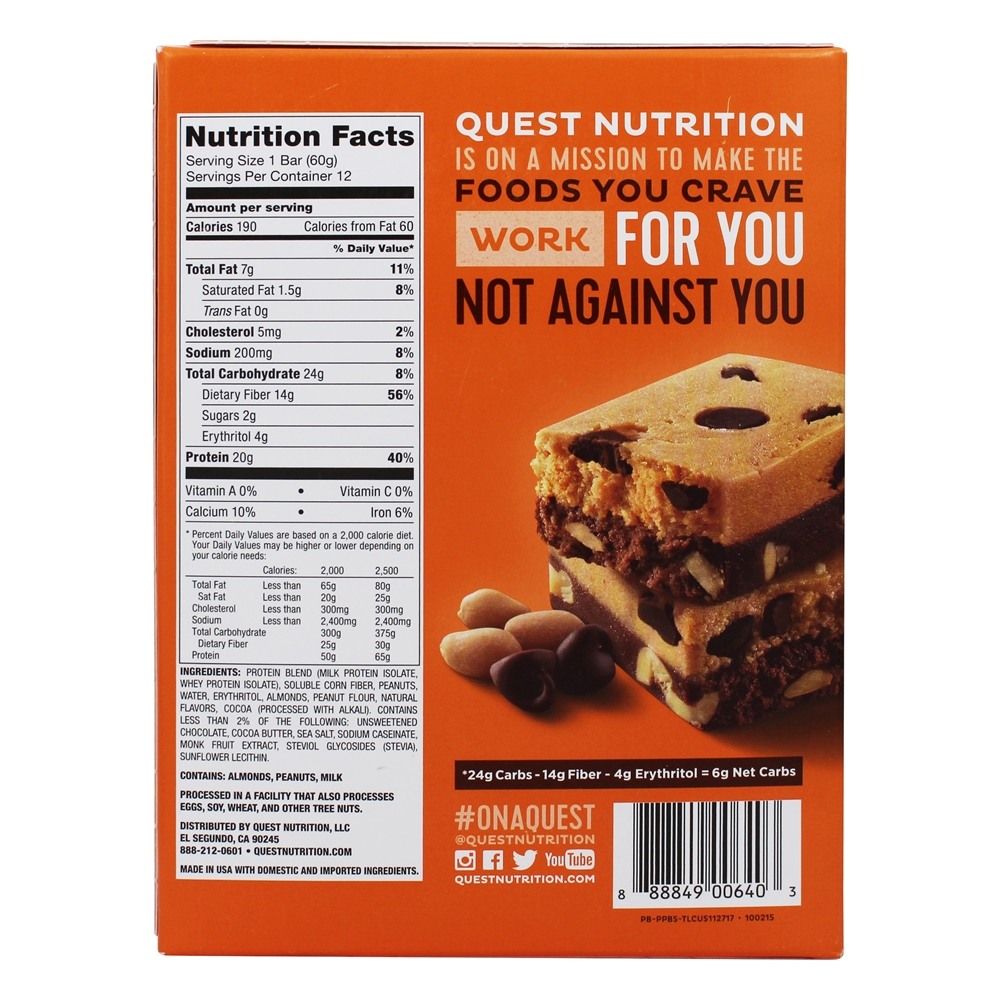 Comprar Barra de Barras de Proteína da Quest Manteiga de Amendoim Brownie Smash - 12 Barras Quest Nutrition - Imagem 2