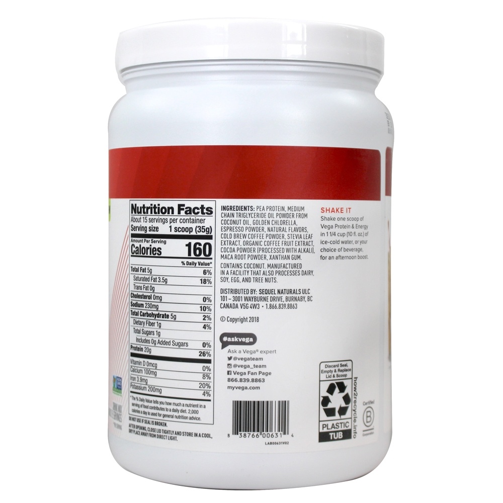 Comprar Mistura para Bebida à Base de Plantas com Proteína e Energia Cold Brew Coffee - 18.6 oz. Vega - Imagem 2