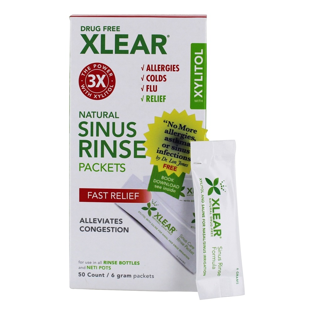 Comprar Pacotes naturais da lavagem da cavidade do relevo rápido sem drogas com xilitol - 50 Pacotes (s) Xlear