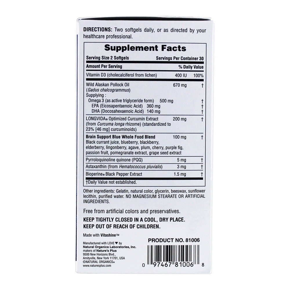 Comprar BrainCeutix Omega + Fórmula - 60 Softgels Natures Plus - Imagem 3