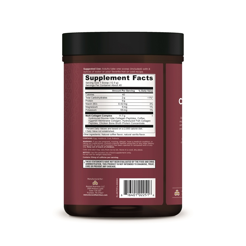 Comprar Multi Cold Collagen Protein Powder Cold Brew - 17.6 oz. Ancient Nutrition - Imagem 2