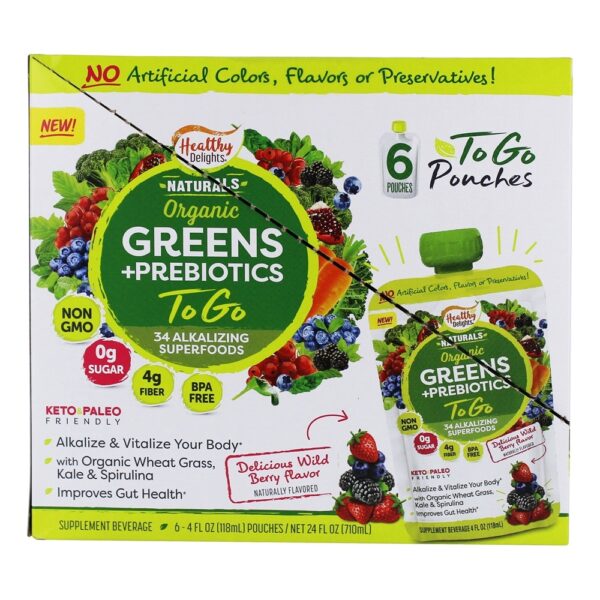 Comprar Verduras orgânicas naturais + Prebióticos para ir à caixa pronta para o consumo Delicious Delicious Wild Berry - 6 Bolsas Healthy Delights - Imagem 4