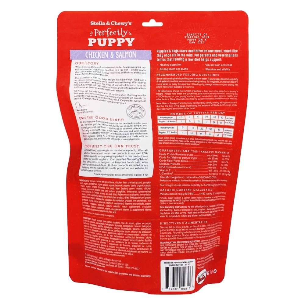 Comprar Perfeitamente Cachorro Congelado Raw Jantar Rissóis Frango e Salmão - 5.5 oz. Stella & Chewy's - Imagem 2