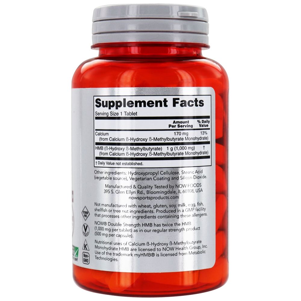 Comprar Agora Sports HMB Dupla Força Recuperação de Esportes 1000 mg. - 90 Tablets NOW Foods - Imagem 2