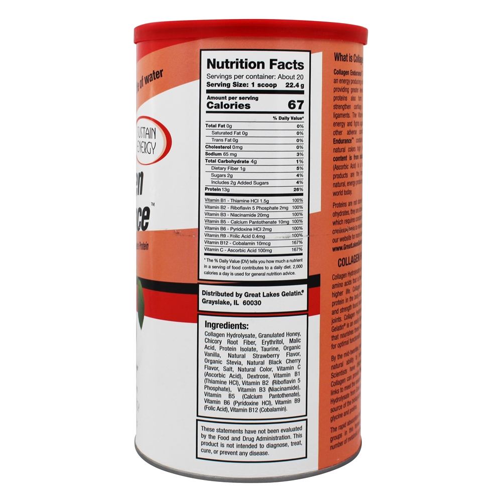 Comprar Colágeno Resistência Hidrolisado Natural Pó Morango & Cereja Preta - 16 oz. Great Lakes - Imagem 2