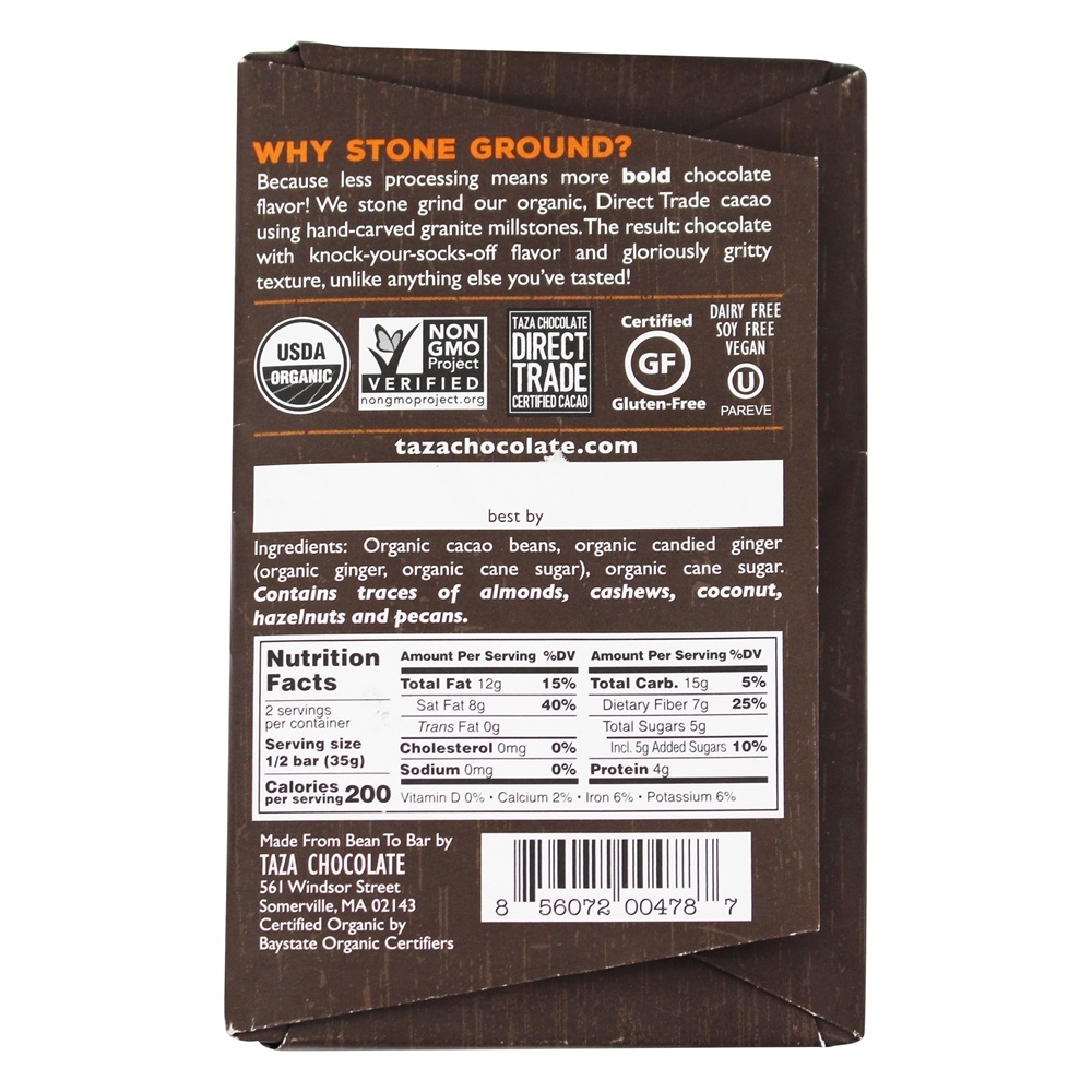 Comprar 95 Barra de chocolate escura Wicked Ginger - 2.5 oz. Taza Chocolate - Imagem 2
