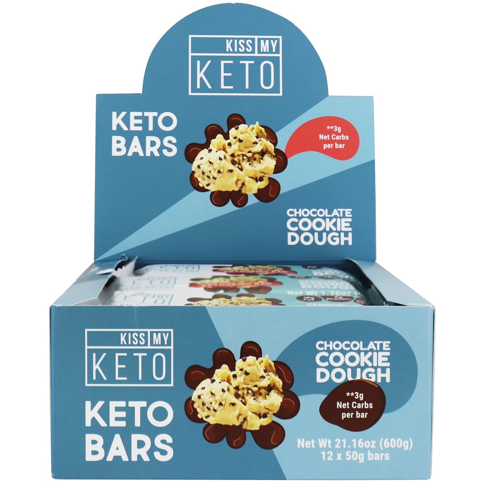 Comprar Caixa de Bar cetogênica Massa de biscoito de chocolate - 12 Barras Kiss My Keto