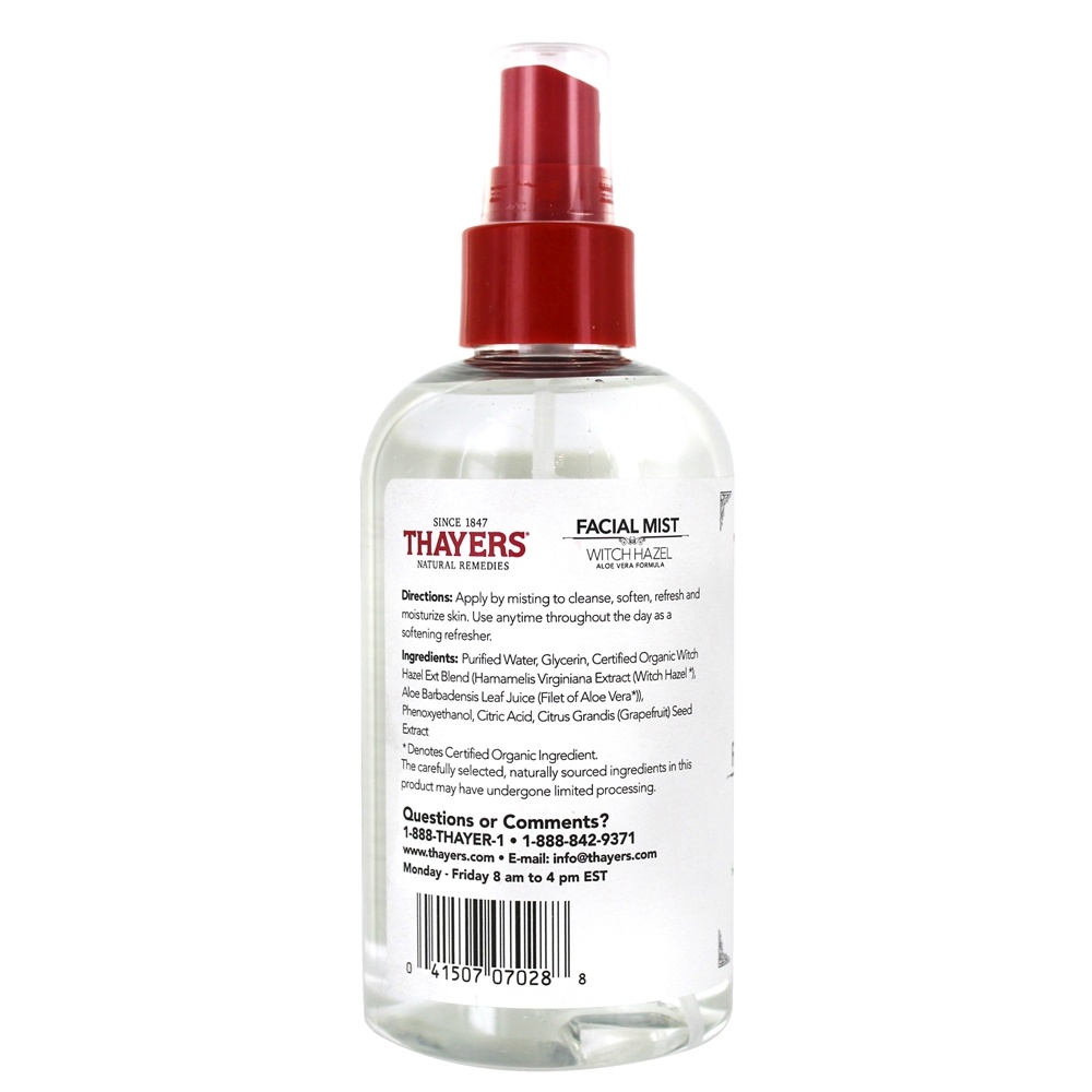 Comprar Witch Hazel sem álcool Facial Mist Toner com Aloe Vera Formula Unscented - 8 fl. oz. Thayers - Imagem 2
