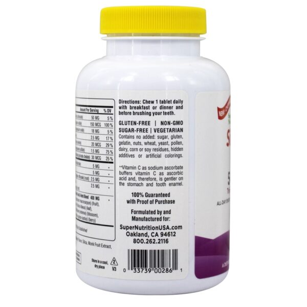 Comprar Simplesmente um mastigável 50 + Mulheres Triplo Poder Multivitaminas Wild-Berry - 90 comprimidos mastigáveis Super Nutrition - Imagem 4