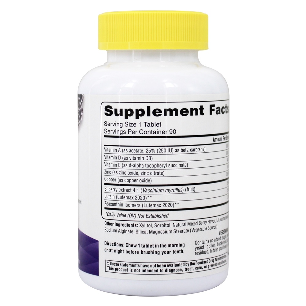 Comprar Simplesmente um mastigável Veja claramente a Fórmula de Visão de Poder Triplo Wild-Berry - 90 comprimidos mastigáveis Super Nutrition - Imagem 2