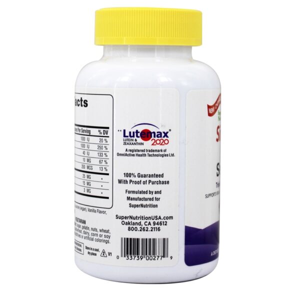 Comprar Simplesmente um mastigável Veja claramente a Fórmula de Visão de Poder Triplo Wild-Berry - 90 comprimidos mastigáveis Super Nutrition - Imagem 4