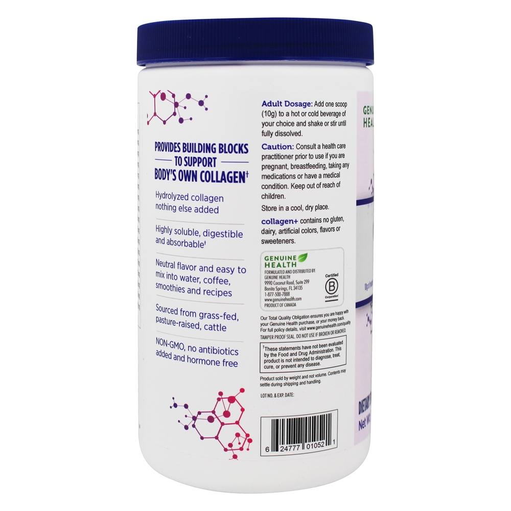 Comprar Colagénio + Tipo 1 e 3 sabor - 9.88 oz. Genuine Health - Imagem 3