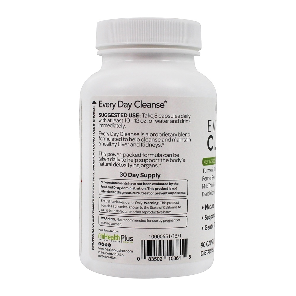Comprar Todos os dias Cleanse função hepática e renal Suporte 750 mg. - Cápsulas 90 Health Plus - Imagem 3