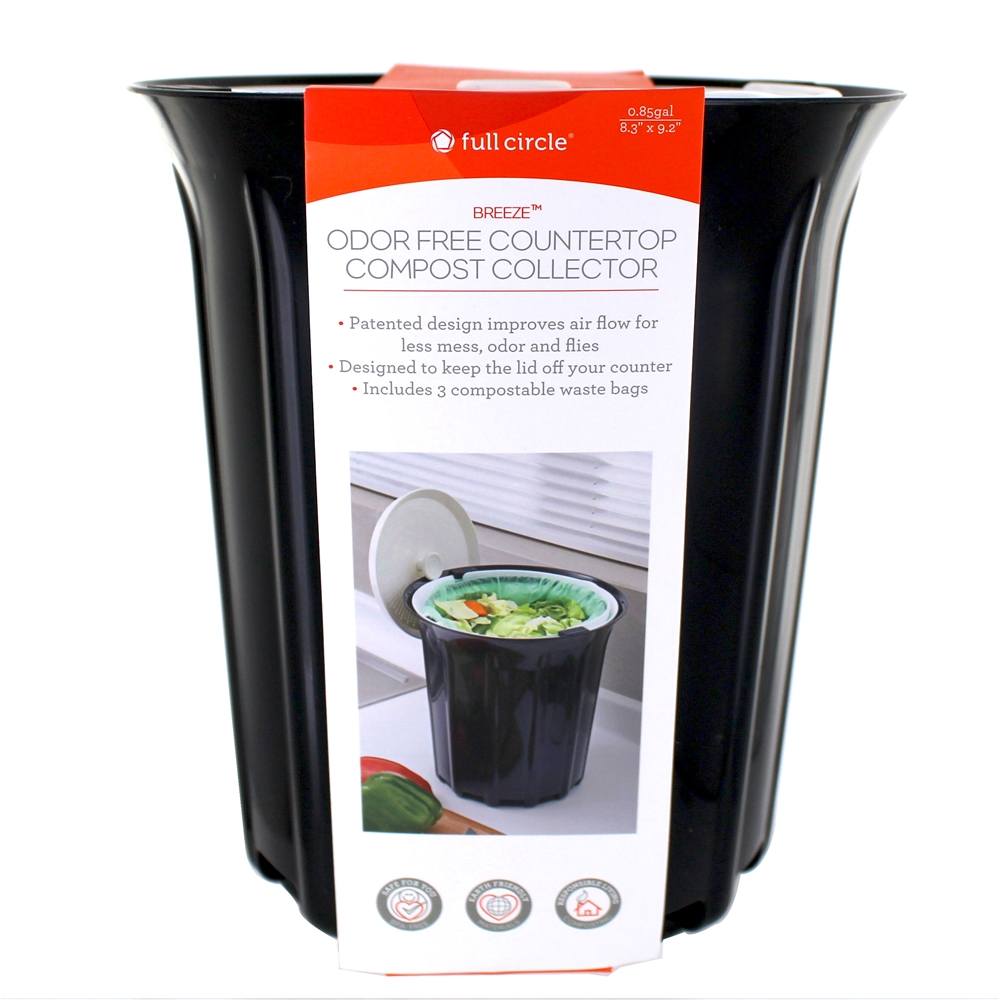 Comprar Coletor de compostagem de bancada livre de odor de brisa. 85 Galão preto e branco Full Circle - Imagem 2