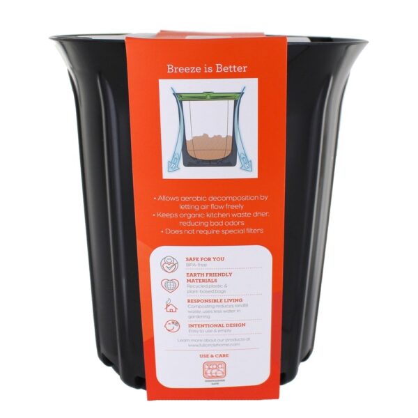 Comprar Coletor de compostagem de bancada livre de odor de brisa. 85 Galão preto e branco Full Circle - Imagem 4
