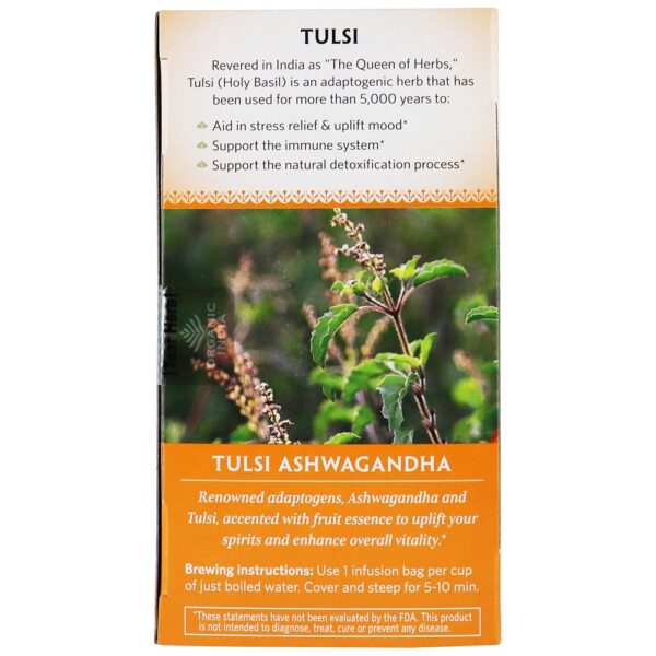 Comprar Tulsi Infusion Stress Reliefing & Equilíbrio Ashwagandha - 18 Saquinhos de Chá Organic India - Imagem 4