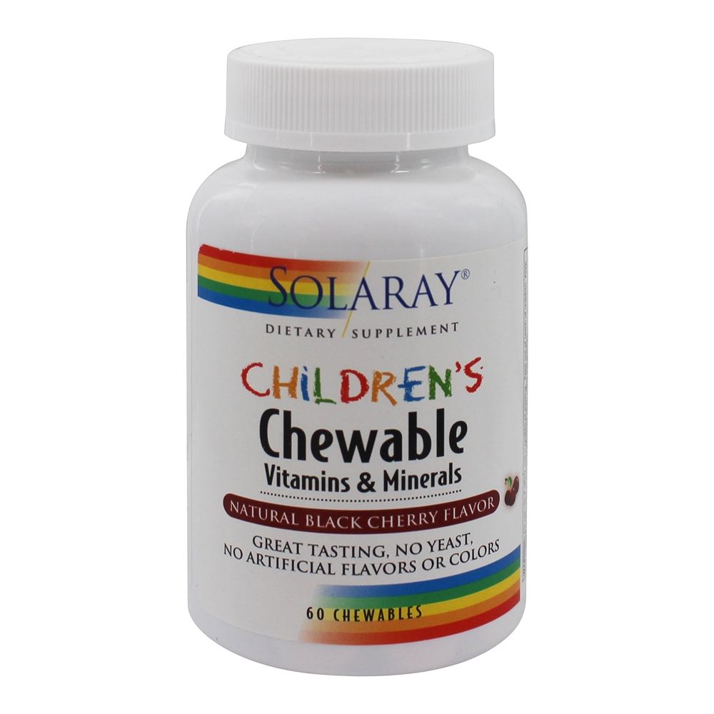 Comprar Children's Chewable Vitaminas & Minerais Sabor Cereja Preta Natural - 60 Mastigáveis Solaray