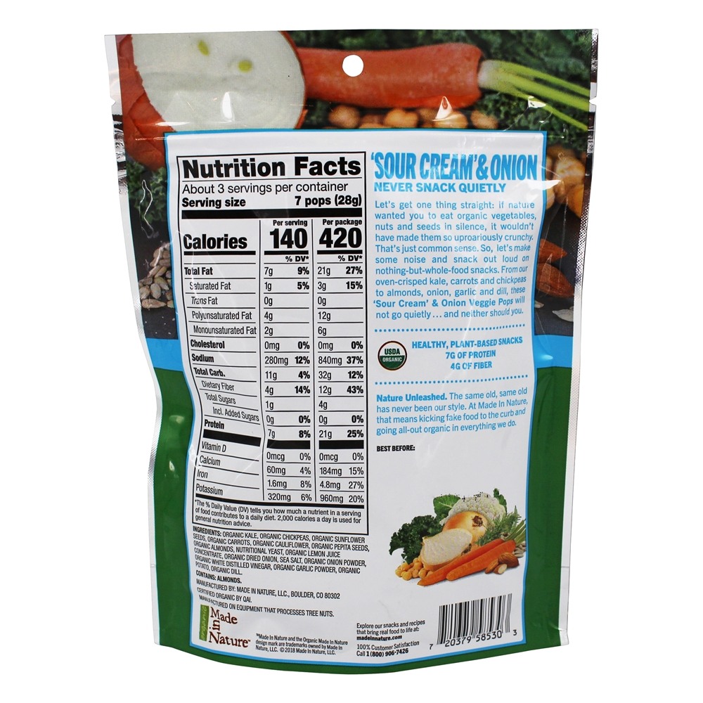 Comprar Veggie Pops Supersnacks Creme De Leite '& Cebola - 3 oz. Made in Nature - Imagem 2