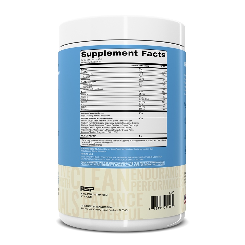 Comprar TrueFit Grass-Fed Proteína Shake Em Pó Baunilha - 2.11 lbs. RSP Nutrition - Imagem 2