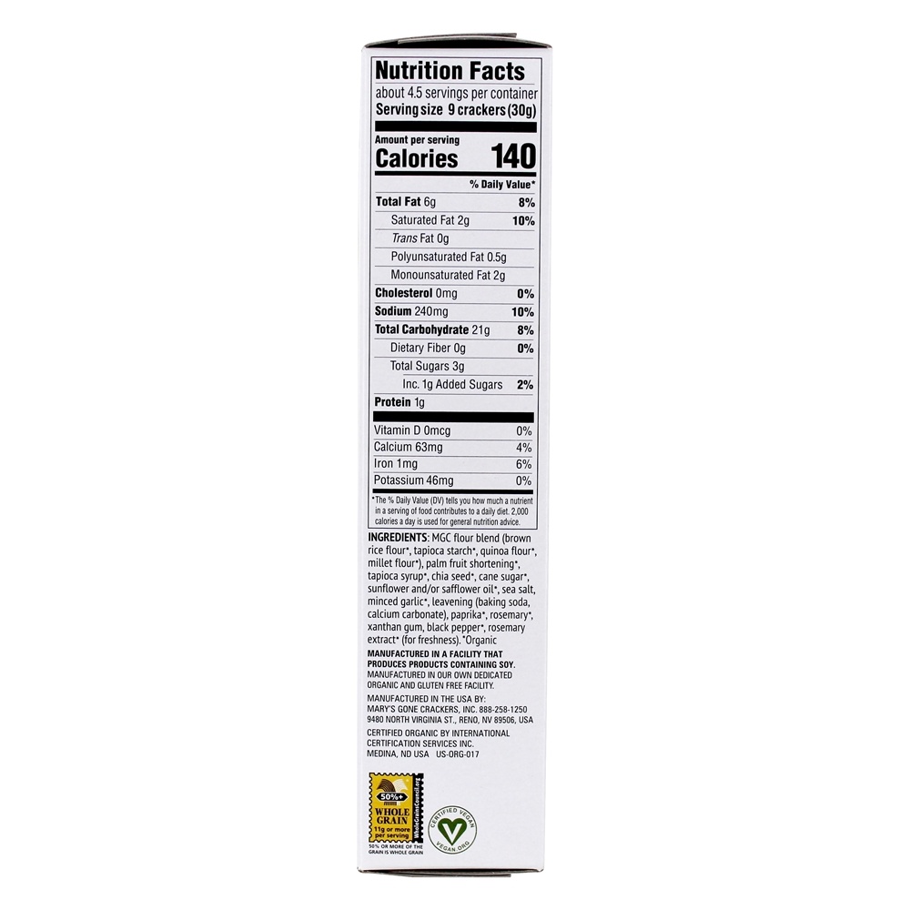 Comprar Biscoitos finos reais orgânicos alho alecrim - 5 oz. Mary's Gone Crackers - Imagem 2