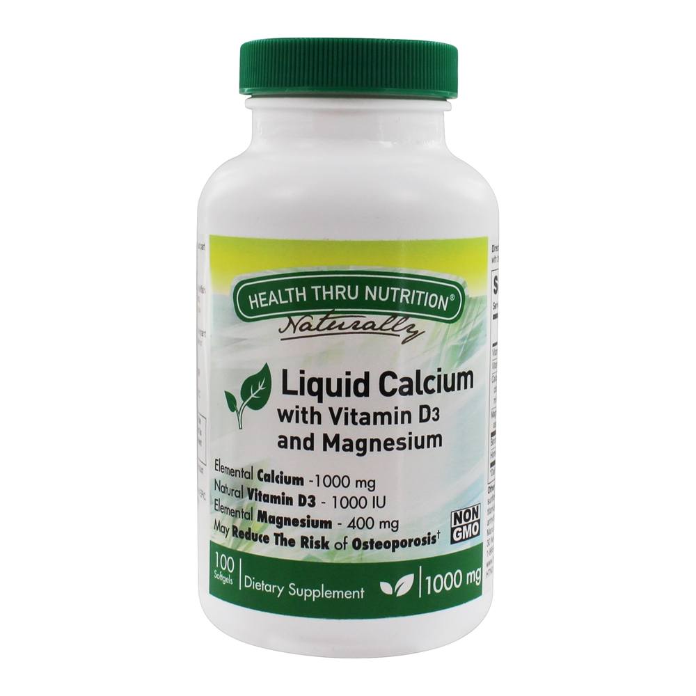 Comprar Cálcio Líquido com Vitamina D3 e Magnésio - 100 Softgels Health Thru Nutrition
