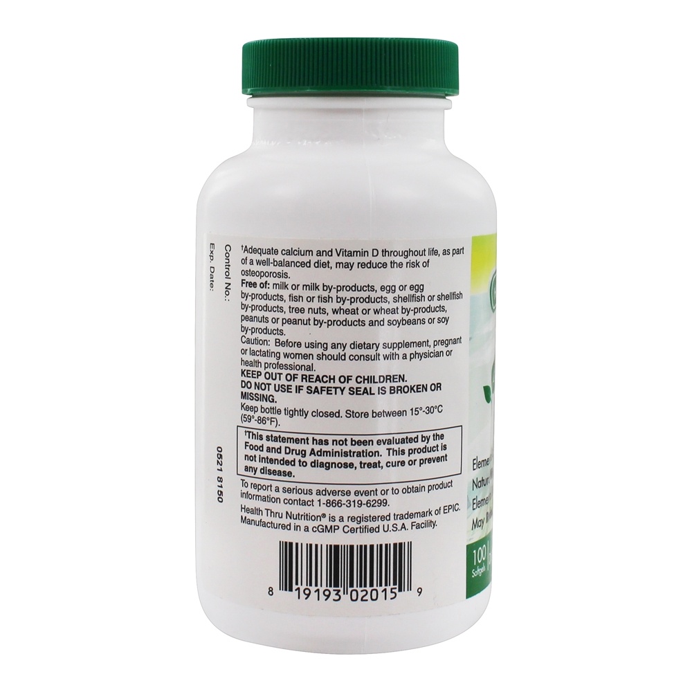 Comprar Cálcio Líquido com Vitamina D3 e Magnésio - 100 Softgels Health Thru Nutrition - Imagem 3