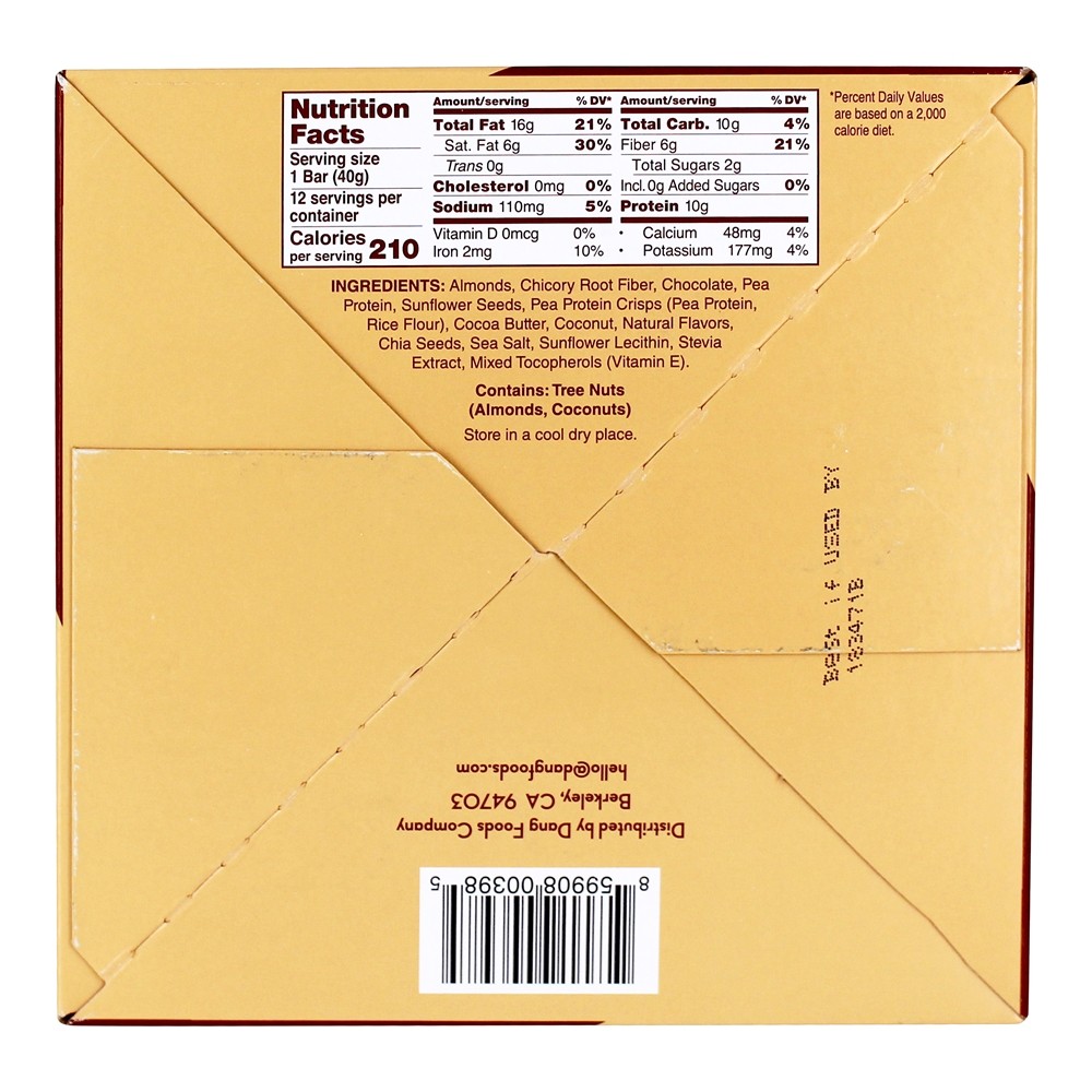 Comprar Sal de mar de chocolate com base em planta Keto Bars - 12 Barras Dang - Imagem 2