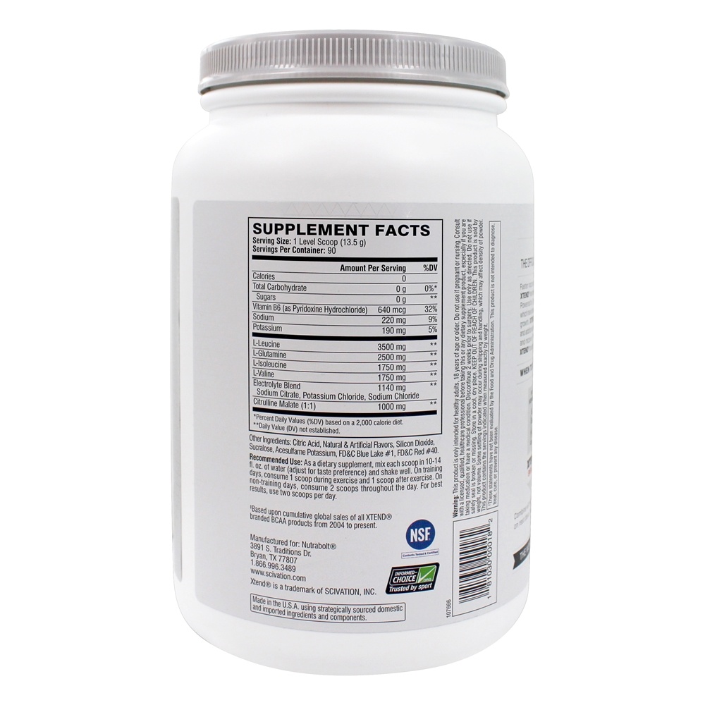 Comprar Xtend A Recuperação Muscular Original de BCAA + Eletrólitos em Pó 90 Porções de Uvas Glaciais - 2.68 lb. Scivation - Imagem 2
