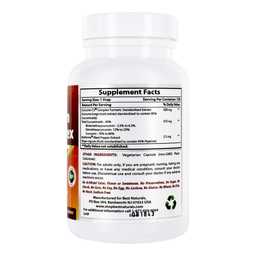 Comprar Curcumin C3 Complex com Bioperine 500 mg . - 120 VCap (s) Best Naturals - Imagem 2