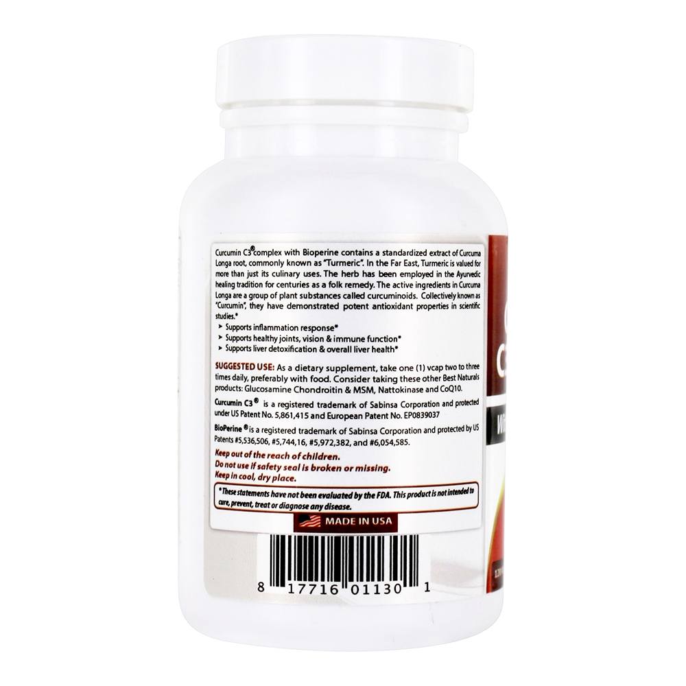 Comprar Curcumin C3 Complex com Bioperine 500 mg . - 120 VCap (s) Best Naturals - Imagem 3