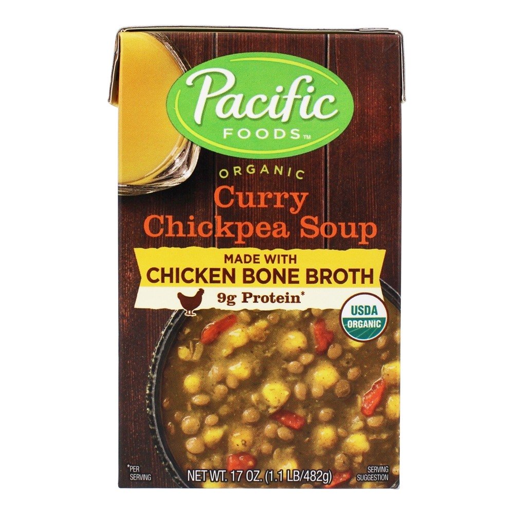 Comprar Sopa de curry de grão de bico orgânico com caldo de osso de galinha - 17 oz. Pacific Foods